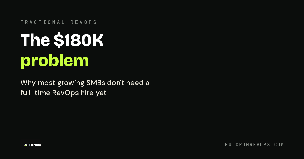 The $180K Problem — why most growing SMBs don't need a full-time RevOps hire yet